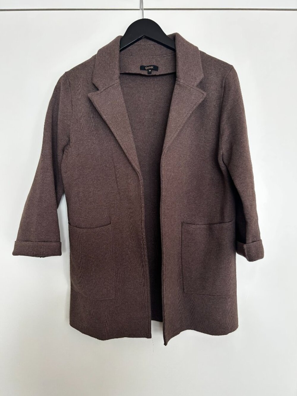 Quince 100% Organic Cotton Knit Blazer Heather Brown M